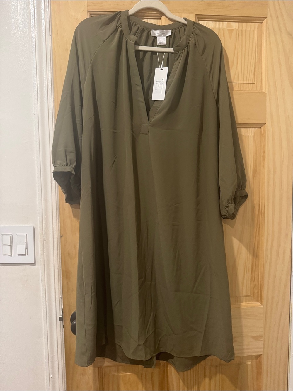 City Chic Olive Green Midi Dress with V-Neck